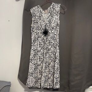 Jonathan Martin Black and White Floral Midi Dress